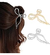 Brinie Metal Alloy Hair Claw Clamps Bowknot Hair Clip Gold Shark Claw Hair Clips Big Strong Hold ...