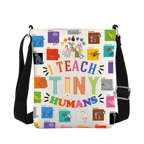 MBMSO Pre-K Teacher Gifts I Teach Tiny Humans Crossbody Bag Preschool Daycare Teacher Appreciation Gifts Nursery Teacher Bag