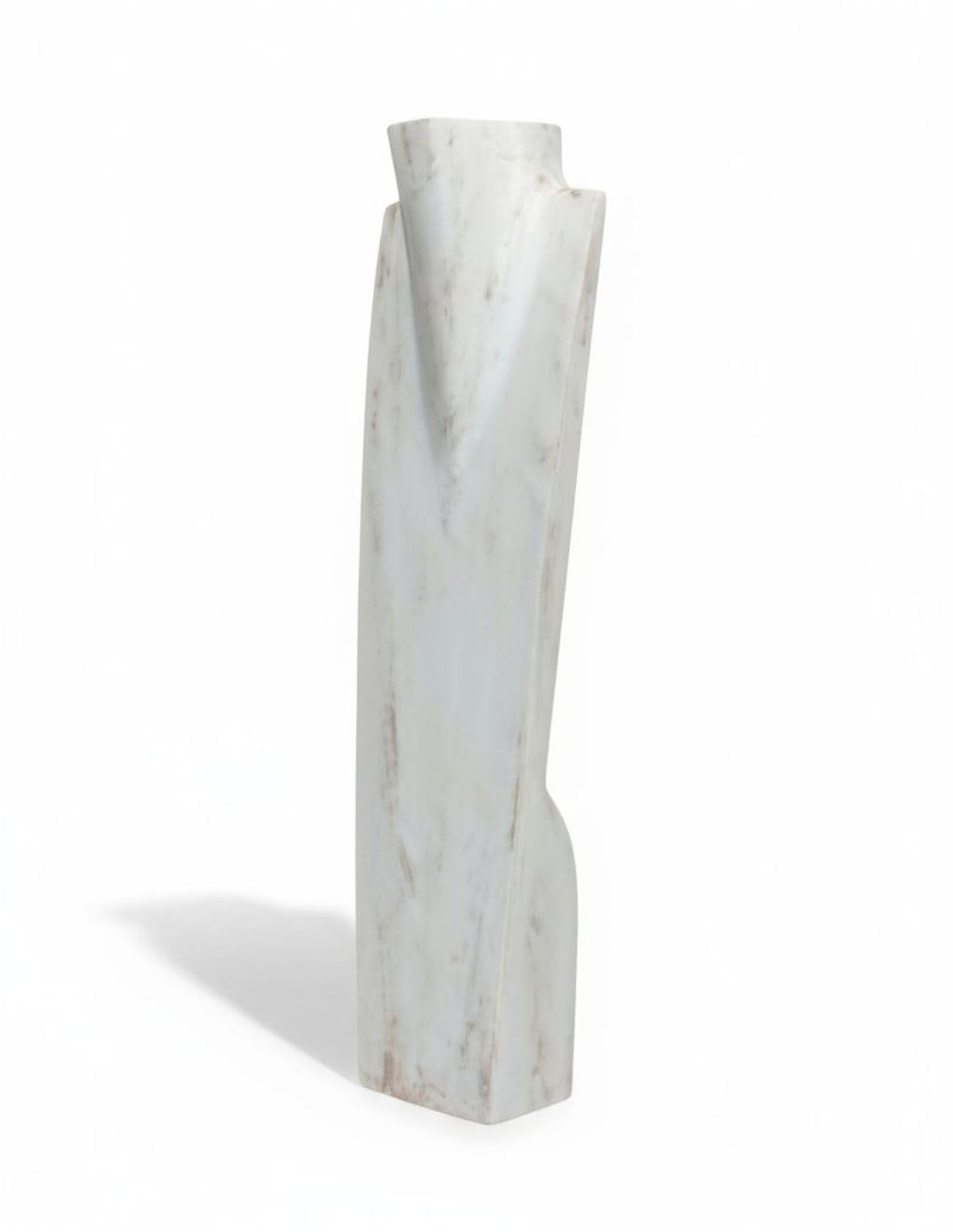 Présentoir bois sautoir et collier long de 60 cm blanc cérusé