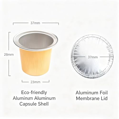 Maszyna do zgrzewania kawy na kapsułki, 100 szt. aluminiowych kubków + 100 szt. arkuszy foliowych, pojemność 5-6 g, przenośna zakrętka do kawy z folii aluminiowej, odpowiednia do domu, małych kawiarni