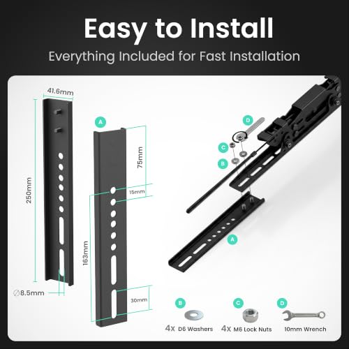 Image of ynVISION Vertical VESA Extension Arms for YN-BIGTV Mount - Vesa Mount Adapter Brackets, Extends to 600mm for 98 Inch Large TVs, TCL Compatible, Mounting Hardware Included