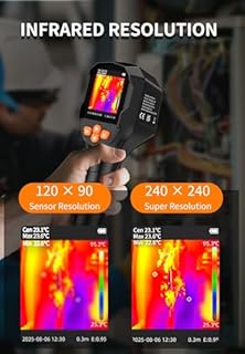 Aicevoos Termocamera compatta X60, SuperIR Risoluzione IR 240x240, Telecamera termica con telecamera visiva, risoluzione IR 120 x 90, telecamera a infrarossi 25 Hz, -4 °F a 1022 °F, campo visivo 50°