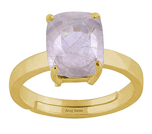 Anello in oro 19.00 Ratti 18.00 carati con zaffiro bianco naturale, certificato non riscaldato, non trattato, anello regolabile Pukhraj, pietra portafortuna preziosa pietra preziosa sfusa