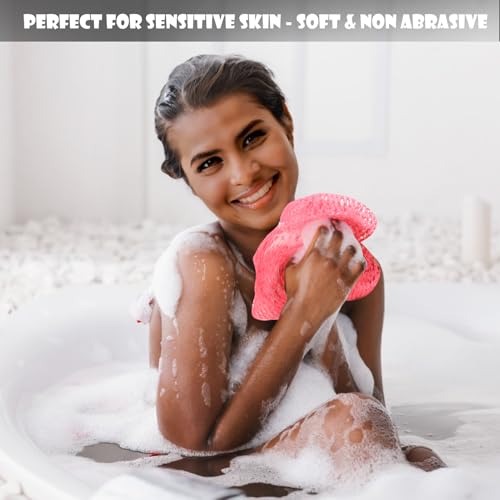 SubSahara African Net Sponge Authentic - 2 Pieces Exfoliating Scrubber for All Skin Types, Ideal for Face & Body Daily Use, Durable, Gentle Exfoliation (Purple & Pink) - Thumbnail 6