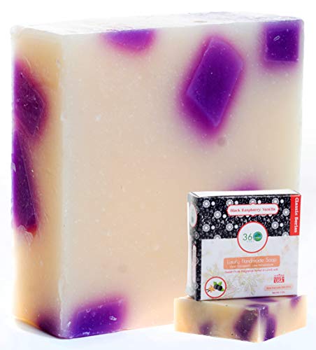 360Feel Black Raspberry Soap -5Oz Castile Handmade Soap Bar -Sweet Fruity Fragrance- Pure Essential Oil Natural Soaps- Great As Anniversary Wedding Gifts - Made In Usa-Gift Ready #TOP5
