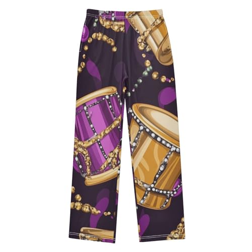 ZZXXB Mardi Gras Drum Boys Long Pants Soft Trousers Elastic Waist Kids Lounge Bottoms with Pockets S-XL