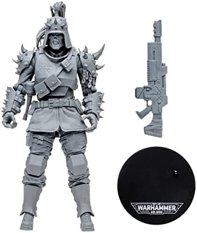McFarlane Toys, Warhammer 40000 Darktide Traitor Guard Action Figure with 22 Moving Parts, Unpainted Collectible Warhammer Figure with collectors stand base, Customise Your Figure  Ages 12+