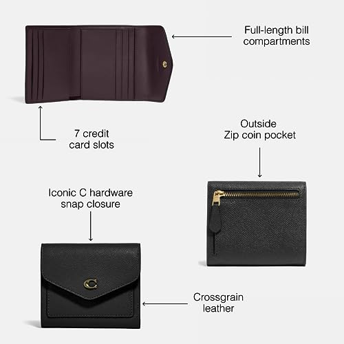 Coach Cross Grain Leather Wyn Small Wallet, Li/Black3