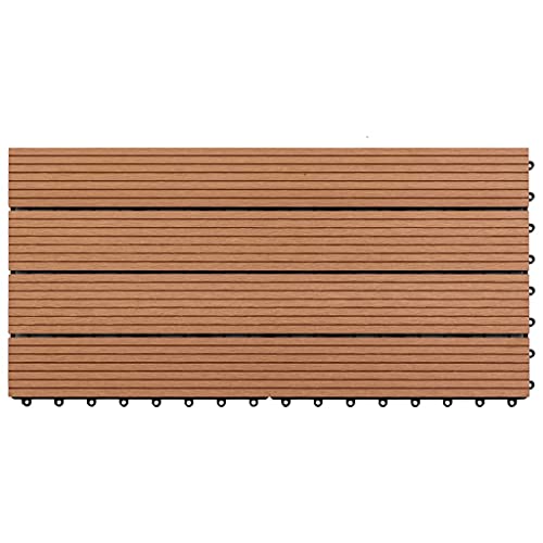 Tidyard WPC-tegels, terrastegels, houten tegels, tegels, balkon, vloerbedekking, tuintegels, kliktegels, balkontegels, bruin, 60 x 30 cm, 1 m² - Image 5