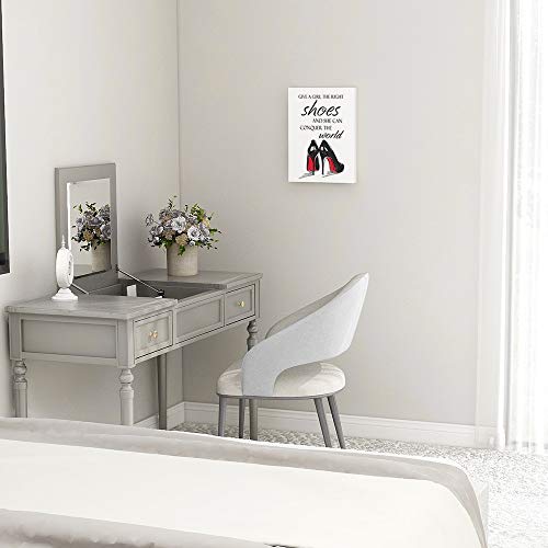 Geeignet Hign Heel Wall Art Modern Fashion Canvas Painting Motivational Quote Print Ready To Hang For Bathroom Women's Bedroom 12X16 Inch, Give A Girl The Right Shoes And She Can Conquer The World #TOP3