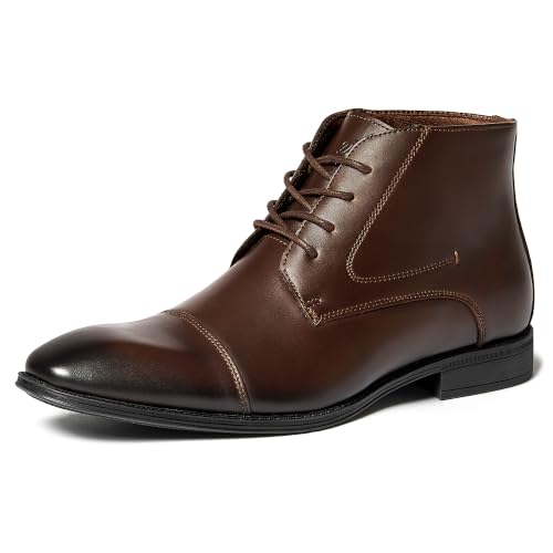 Image of Holy dove Mens Dress Boots Leather Oxford Chukka Boots | Hi-Poly insole,non-slip rubber outsole, business formal, ankle-high chukka Oxford style
