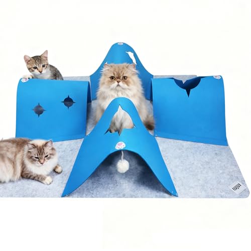 35.4" Large Interactive Felt Cat Activity Play Mat – Ripple Style Hide & Seek...