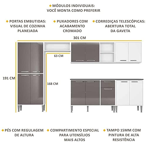 Cozinha Completa c/Armário e Balcão Xangai Jazz Multimóveis