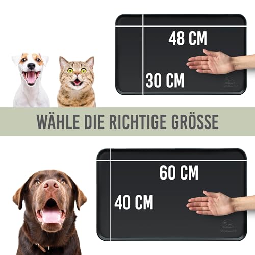 KaraLuna© Basic Silikon Unterlage 60x40 cm, schwarz I rutschfest Napfunterlage für Hundenapf Katzennapf I Futtermatte Hunde Katzen Matte