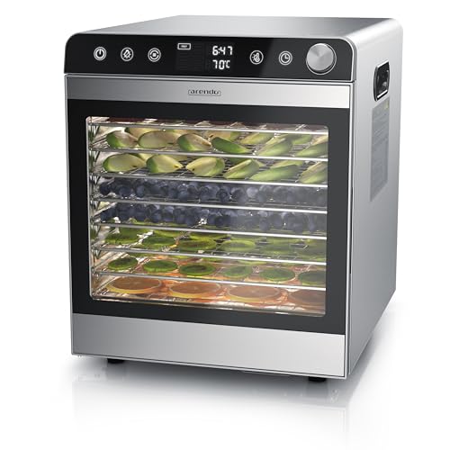 Arendo - Dörrautomat Edelstahl mit 10 Edelstahlgitter - 8400 cm² - Dörrgerät Dehydrator...