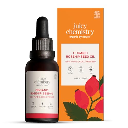 Juicy Chemistry Organic Rosehip Oil for Skin, Face & Hair 30 ml |...