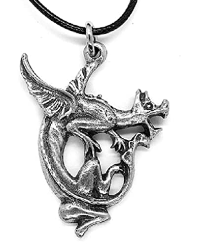 DH PewterGriffin Guardian Spirit Pendant Necklace in Grey Burlap Gift Pouch