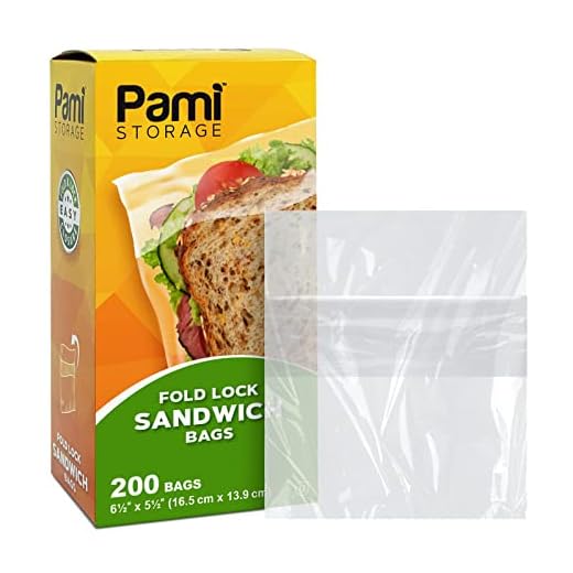 PAMI Fold Top Sandwich Bag [200 Pieces] - Disposable Plastic Sandwich Bags With Fold & Close Design- Food Sandwich Baggies For School Lunch, Office, Traveling- Great For Snacks, Fruits & More