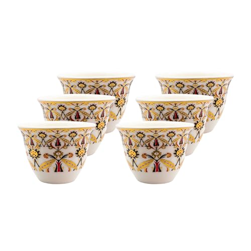 baba GOURMET - türkische Kaffetassen - orientalische Espressotassen - edle Mokkatassen aus Porzellan - goldenes Mäanderband (40ml, 4, stück)