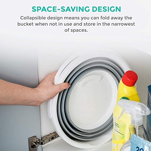 LIVIVO Collapsible Bucket  Large 10L Capacity Sturdy Folding Silicon Water Bucket with Comfortable Grip Handle  Neat and Tidy Space Saving Solution for your Garage Shed Home Bedroom