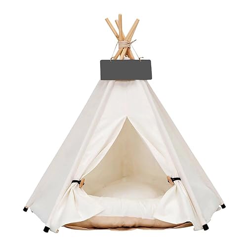 Pet Teepee Dog & Puppy Cat Tents Tipi Bed Portable Houses with Thick Cushion for Pets Up to 15lbs - S:Size fits 7kg/15lbs (pets)