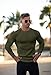 Lehmanlin Men's Muscle Henley Shirts Slim Fit Cotton Long Sleeve Tee Lightweight Fashion T-Shirts (Army Green/L)