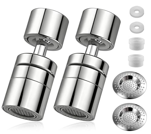 AYUMAL Lot de 2 aérateurs de robinet, extension de robinet pivotant à 720° avec 2 tamis - Embouts universels pour évier de cuisine