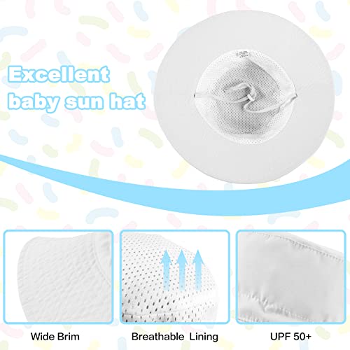 Fynnsure Baby Boys Girls Sun Hat Wide Brim Toddler Sun Hat Upf 50+ Infant Sun Hat Summer Beach Baby Hats Bucket Hat White 0-6 Months #TOP2