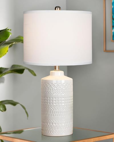 24.5 White Ceramic Table Lamp with Dimmable Shade