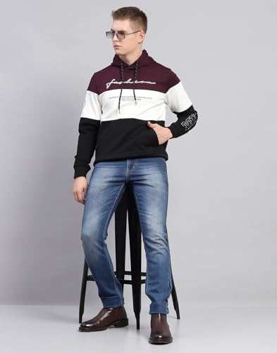 Image of Monte Carlo Printed Black Hooded Neck Full Sleeve Sweatshirt for Mens