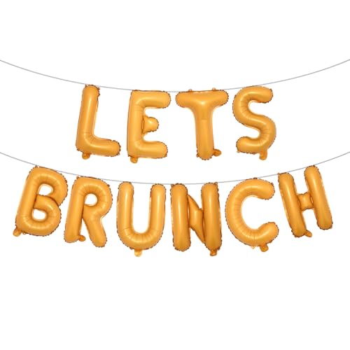 Image of Lets Brunch Decoration Brunch and Bubbly Bridal Shower Decoration Lets Brunch Sign Banner Floral Bridal Shower Decoration (LETS BRUNCH Orange)
