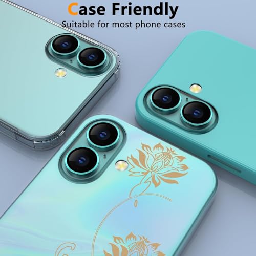 Image of CLITZ Camera Lens Protector for iPhone 16 Plus /iPhone 16, Tempered Glass Camera Lens Protector Aluminum Alloy Lens Ring Camera Cover Fit for iPhone 16 /16 Plus (Green)