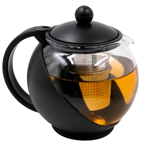 Image of HVIHWI 750ml Glass Tea Pot with Infuser and Strainer, Glass Teapot with Removable Stainless Steel Infuser for Loose Tea, Heat-Resistant Clear Tea Maker for Flower Tea, Daily Use