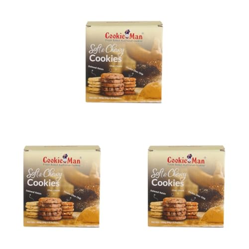 Image of CookieMan Soft Chocolate Cookies - 300g, Pack of 18 | Oatmeal Raisin, Choco Chunk & Double Choco Chip Cookie, Soft & Chewy | Perfect for Snacking and Sharing