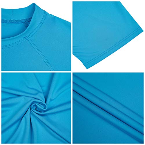 Men's Upf 50+ Rashguard Swim Tee Short Sleeve Sun Shirt Swimwear Swim Hiking Workout Shirts Sky Blue S #TOP5