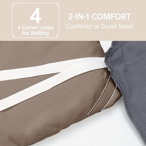 Image of MUXHOMO Oversized Queen Comforter Set, Lightweight Down Alternative Bed Set | All Season 3 Piece Bedding Set,Ultra Soft Down Alternative,Includes 1 Comforter 98x98 and 2 Pillow Shams 20x26,Brown