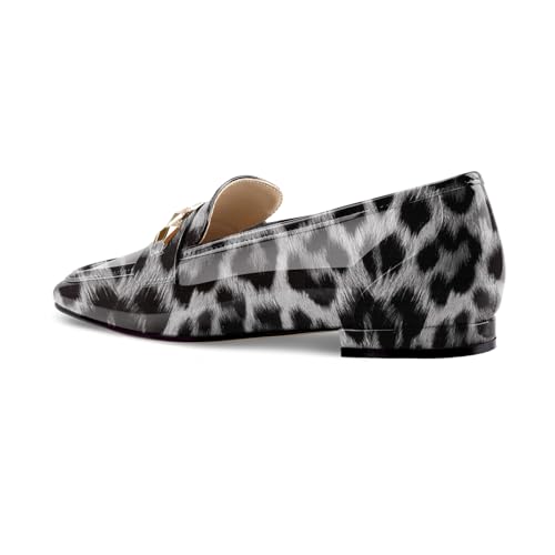 Image of Oh Mispares Womens Loafers Square Toe Low Heel Penny Loafers Fashion Comfortable Slip on Flats Casual Dressy Shoes for Women Work Office Patent Leather