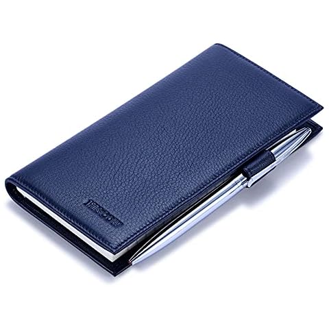 HISCOW Supple Leather Checkbook Cover with Free Divider - Italian Calfskin (Pebbled Blue) Cover