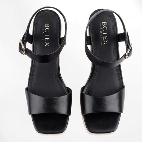 BCTEX COLL Women's Platform Wedge Espadrilles Sandals Comfortable Open Toe Ankle Strap Summer Casual Shoes Brown Black Nude3