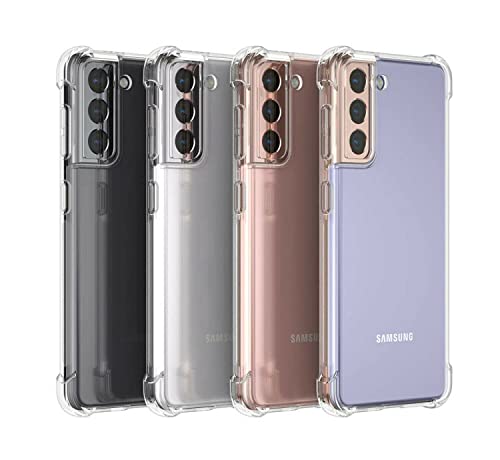 Galaxy S21 Case Crystal Clear Shockproof Bumper Protective Cell Phone Back Cover For Samsung Galaxy S21 5G Transparent Tpu Slim Fit Flexible Skin For Men Women Boy Girl Rubber Silicone 4 Corners #TOP7