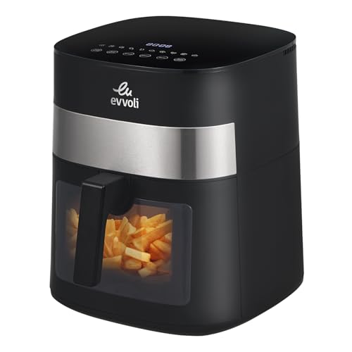Evvoli 8L Air Fryer with 10 Preset Programs, 1800W, Transparent Window, EVKA-AF8010T