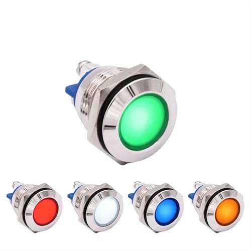 Luz indicadora de metal 16 mm con acabado inoxidable y piloto azul 220V