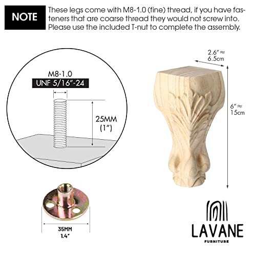La Vane 6 inch / 15cm Wooden Furniture Legs - Image 4
