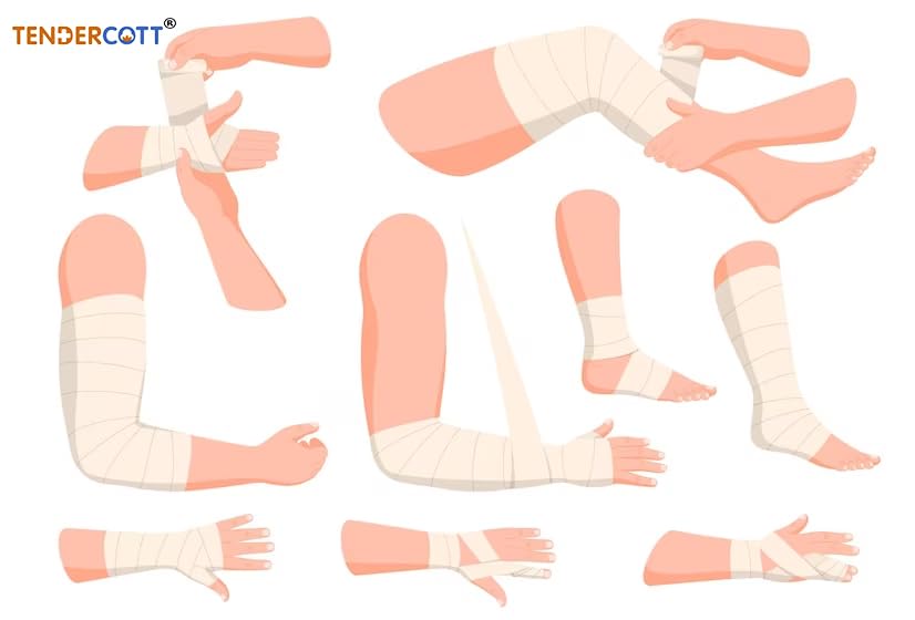 Image of Roller Bandage Non-sterile Tendercott Gauze Roll For Wound Dressing Bandage (5cm x 4mtrs -12 pcs)