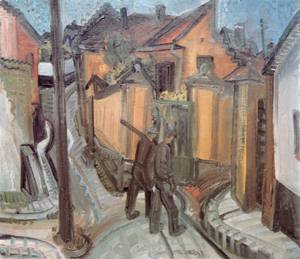 Peinture à l'huile Alleyway 1935 Lajos Nandor Varga Toile 30x40 Décoration Murale