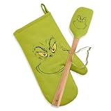 Dr. Seuss The Grinch Cookie Cutter Spatula and Oven Mitt Baking Set
