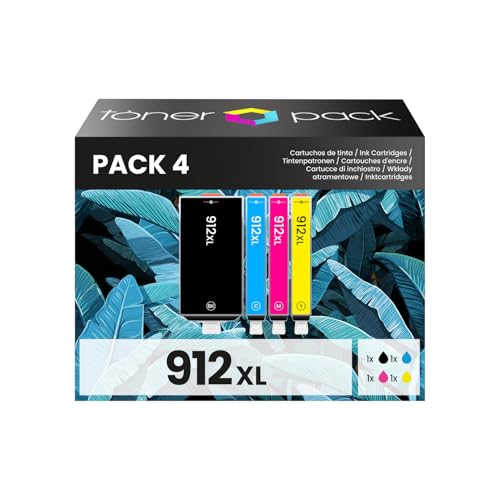 TONER PACK 912XL Cartuchos de Tinta Compatibles para HP OfficeJet 8010 8012 8014 8014e 8015 8015e 8017 8022e 8024e 8025e Pro 8022 8023 8024 8025 (Pack 4)