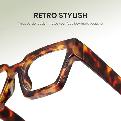 Image of Cyxus 99% Oversized Blue Light Blocking Glasses Women Men Chunky Rectangle Chic Preppy Frame Computer 8143