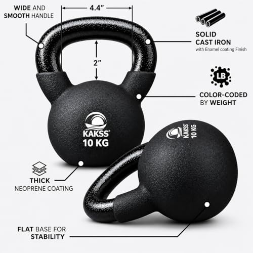 Image of Kakss Half Coating Neoprene Kettlebell (black, 10kg)