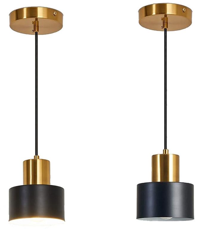 Suspensions LED style ferme lot de 2 lampes noires réglables pour îlot cuisine